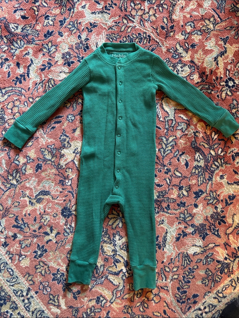 Noble Kids Organic Cotton Waffle-knit One-Piece Sleeper 18-24 Months